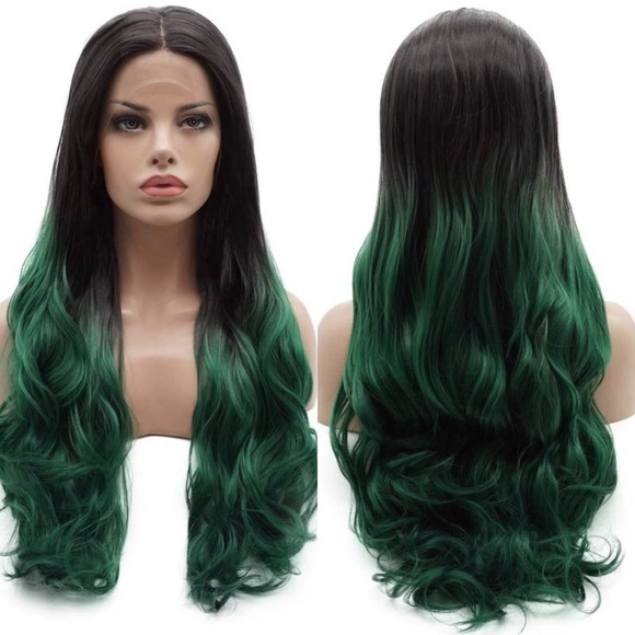 24” Green Ombre Middle Part Lacefront bodywave wig main image 6